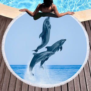 Three Jumping Dolphin SWST3600 Round Beach Towel