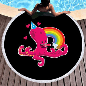 Rainbow In Love Octopus SWST3604 Round Beach Towel