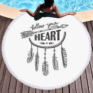 Follow Your Heart Dreamcatcher SWST3608 Round Beach Towel