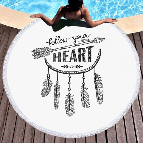 Image of Follow Your Heart Dreamcatcher SWST3608 Round Beach Towel