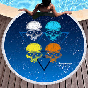 Four Skull Triangle  SWST3612 Round Beach Towel