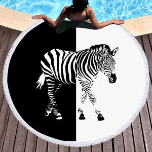B&W Zebra SWST3648 Round Beach Towel
