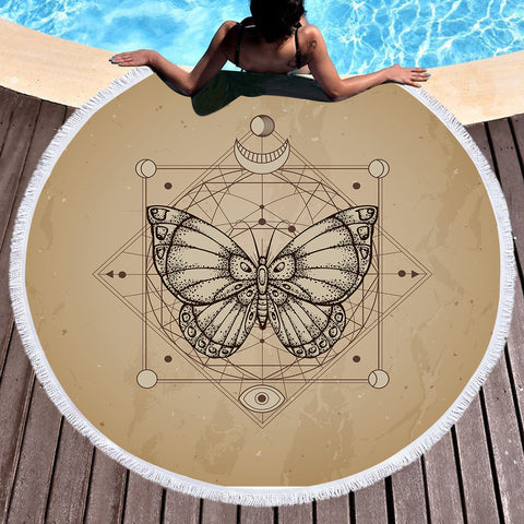 Image of Vintage Butterfly Zodiac SWST3653 Round Beach Towel