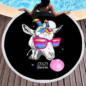 Crazy Colorful Alpaca SWST3659 Round Beach Towel