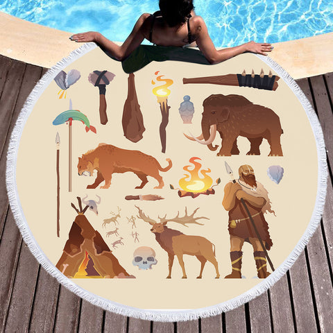 Image of Ancient Forest Hunter SWST3666 Round Beach Towel