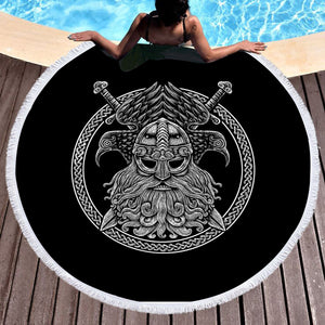 Circle Eagles Warrior Metal Logo SWST3671 Round Beach Towel