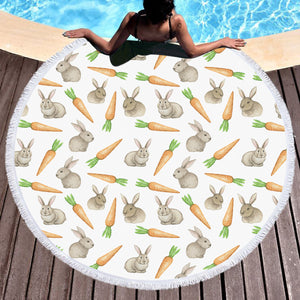 Rabbits & Carrots Monogram SWST3680 Round Beach Towel