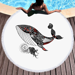 Pattern On Whale Sketch SWST3684 Round Beach Towel