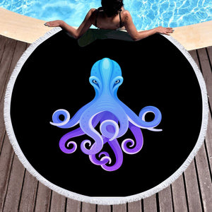 Gradient Blue&Purple Angry Octopus SWST3687 Round Beach Towel