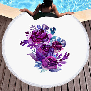 Gradient Blue&Purple Roses SWST3691 Round Beach Towel