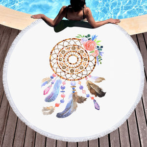 Pastel Floral Dreamcatcher SWST3701 Round Beach Towel