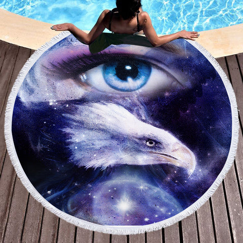 Image of Galaxy Eagle Eyes SWST3706 Round Beach Towel
