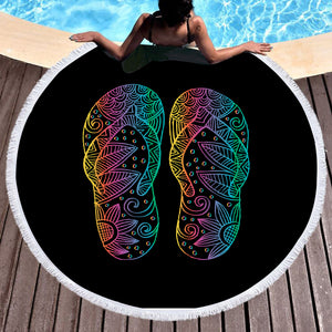 Colorful Floral Shoes Print SWST3737 Round Beach Towel