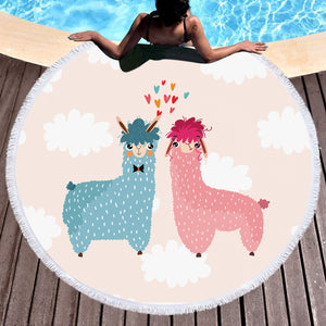 Cute In-Love Alpaca SWST3740 Round Beach Towel