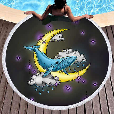 Image of Night Cloud Whale SWST3754 Round Beach Towel