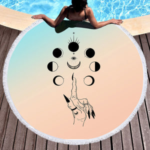 Eyes - Moon Circle Bright SWST3758 Round Beach Towel