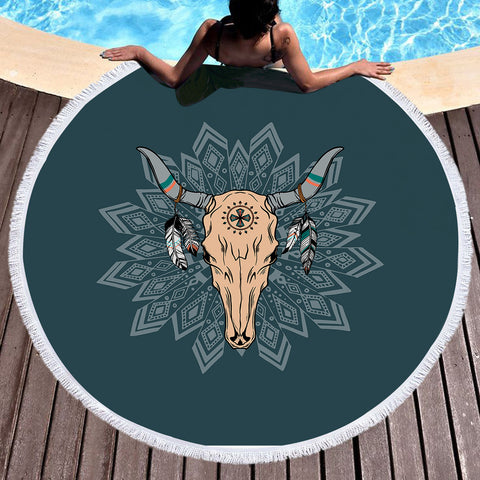 Image of Buffalo Insect Dreamcatcher SWST3760 Round Beach Towel