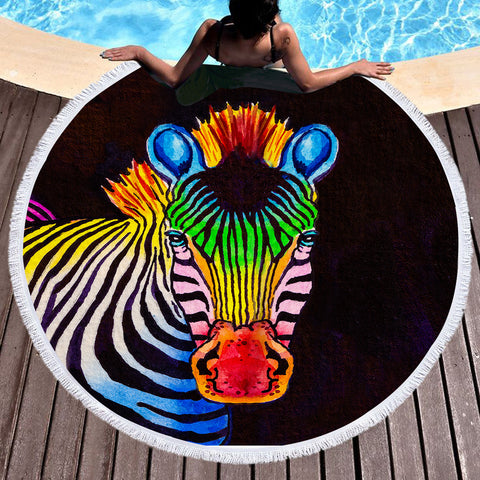 Image of RGB Color Zebra SWST3761 Round Beach Towel
