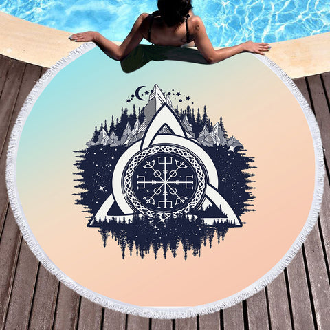 Image of Triangle Zodiac Forest SWST3765 Round Beach Towel