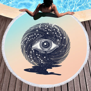 Eyes Storm Night Universe SWST3766 Round Beach Towel