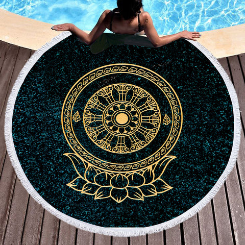 Image of Love Text in Heart SWST3799 Round Beach Towel