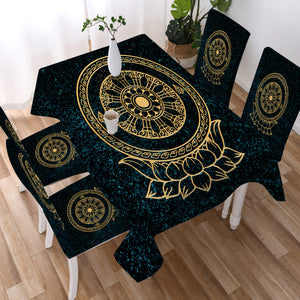 Gold Metal Lotus Mandala SWZB3797 Waterproof Tablecloth