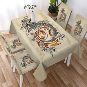 Gold Asian Dragon Beige SWZB3798 Waterproof Tablecloth