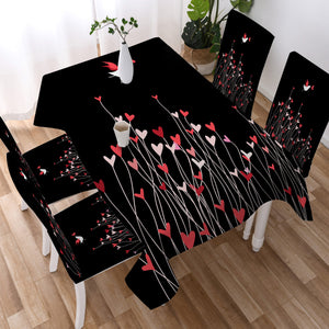 Heart Flower in Black  SWZB3806 Waterproof Tablecloth