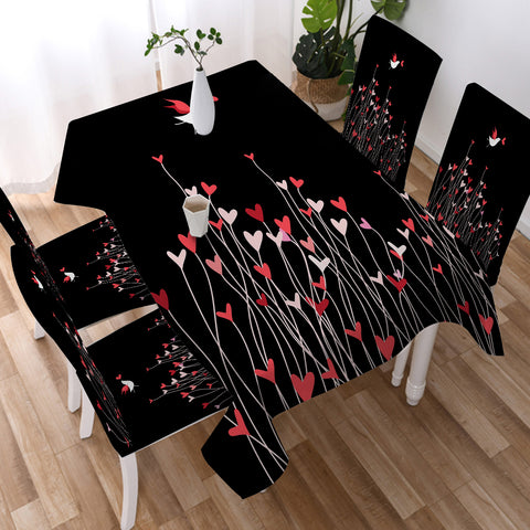 Image of Heart Flower in Black  SWZB3806 Waterproof Tablecloth