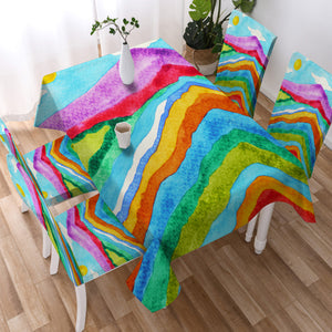 RGB Colorful Waves on Mountain SWZB3808 Waterproof Tablecloth