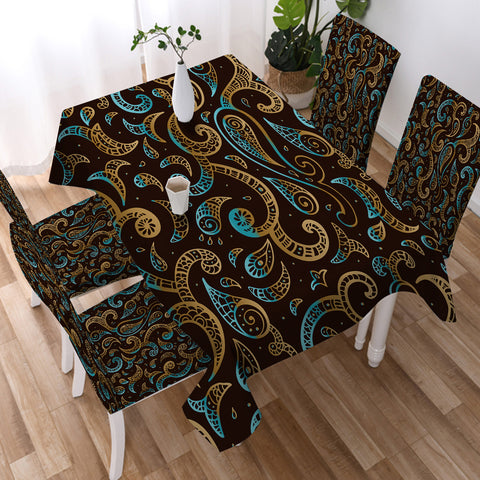 Image of Gold Bandana Pattern in Brown SWZB3812 Waterproof Tablecloth