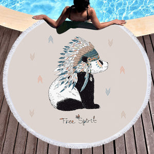 Free Spirit - Bohemian Panda SWST3816 Round Beach Towel
