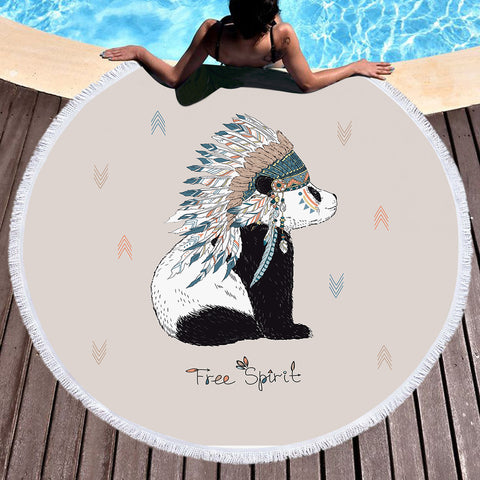 Image of Free Spirit - Bohemian Panda SWST3816 Round Beach Towel