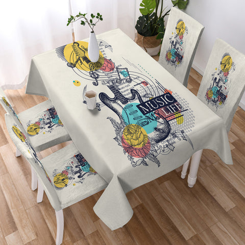 Image of Music Life - Electric Guitar Sketch SWZB3817 Waterproof Tablecloth