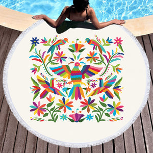 Colorful Bird Art SWST3822 Round Beach Towel