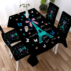 I love You More - Cute Butterfly & Eiffel  SWZB3824 Waterproof Tablecloth