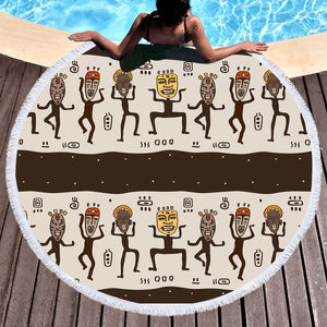 Acient Human Dance SWST3857 Round Beach Towel