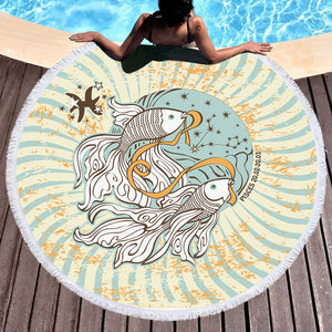 Koi Fish Japan Art SWST3858 Round Beach Towel