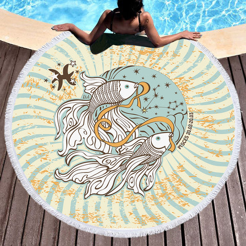 Image of Koi Fish Japan Art SWST3858 Round Beach Towel