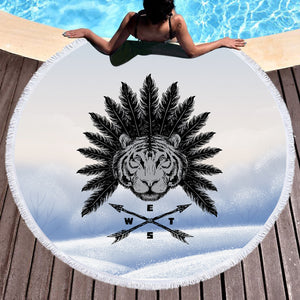 Tiger Feather Arrows SWST3859 Round Beach Towel