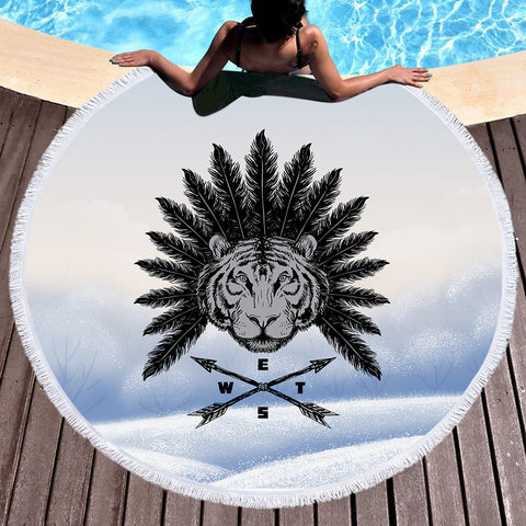 Image of Tiger Feather Arrows SWST3859 Round Beach Towel