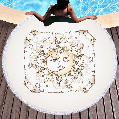 Image of Vintage Sun Face Craft SWST3862 Round Beach Towel