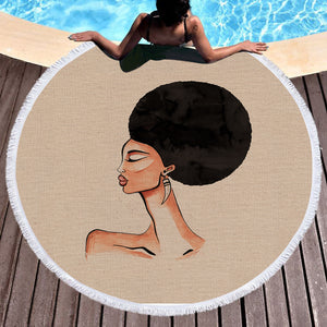 Beautiful Afro Lady SWST3865 Round Beach Towel