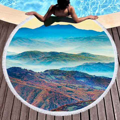 Image of Beautiful Mighty Landscape SWST3866 Round Beach Towel