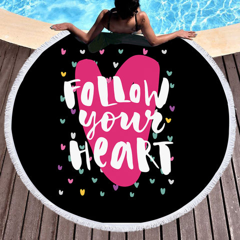 Image of Coloful Follow Your Heart SWST3870 Round Beach Towel