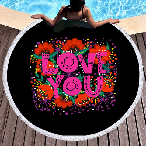 Image of Love You Typographic SWST3871 Round Beach Towel