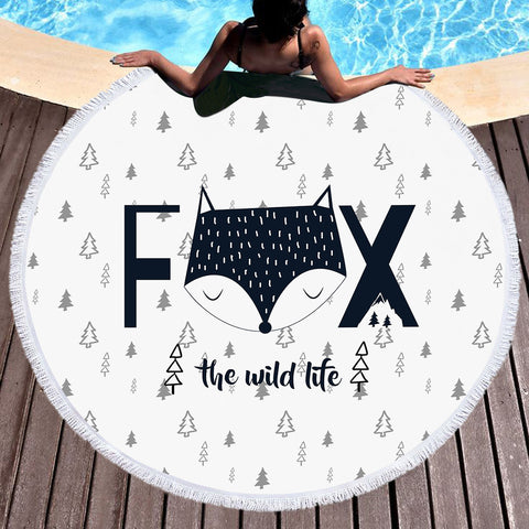 Image of The Wild Life Fox SWST3872 Round Beach Towel