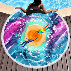 Trippy Human Heat Curve SWST3878 Round Beach Towel