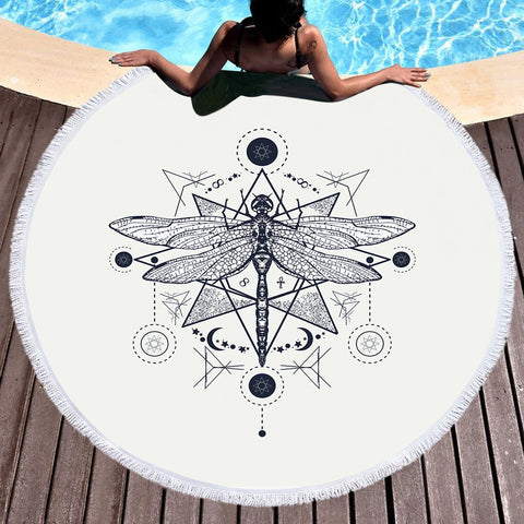 Image of Odonata Zodiac Sketch SWST3927 Round Beach Towel