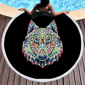 Colorful Geometric Grey SWST3935 Round Beach Towel